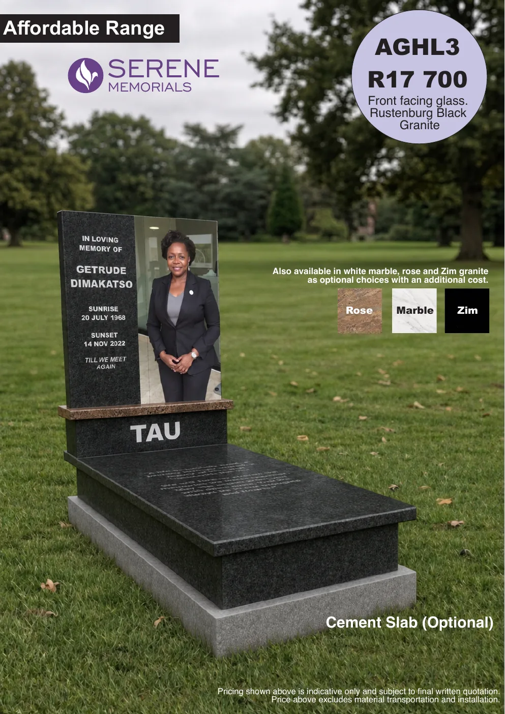 Affordable Glass Tombstone 3