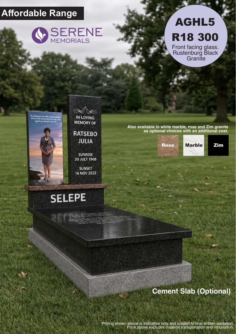 Affordable Glass Tombstone 5