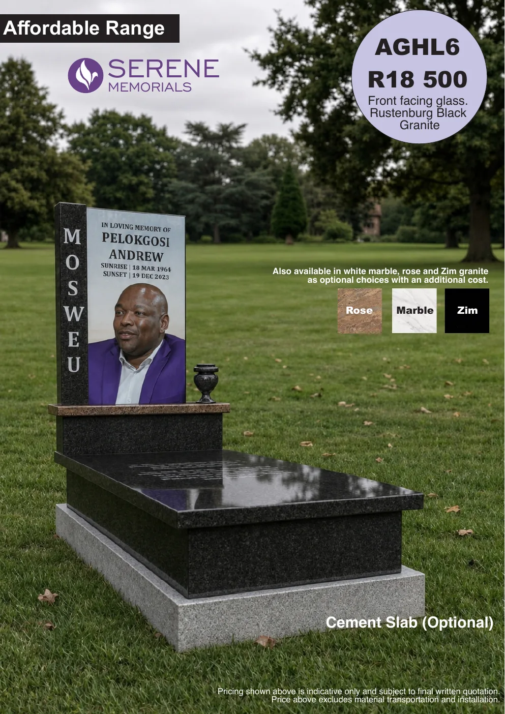 Affordable Glass Tombstone 6
