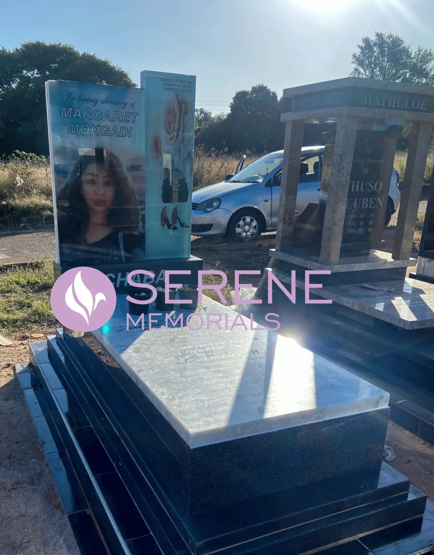 Completed tombstone memorial by Serene Memorials, serving South Africa and the SADC region