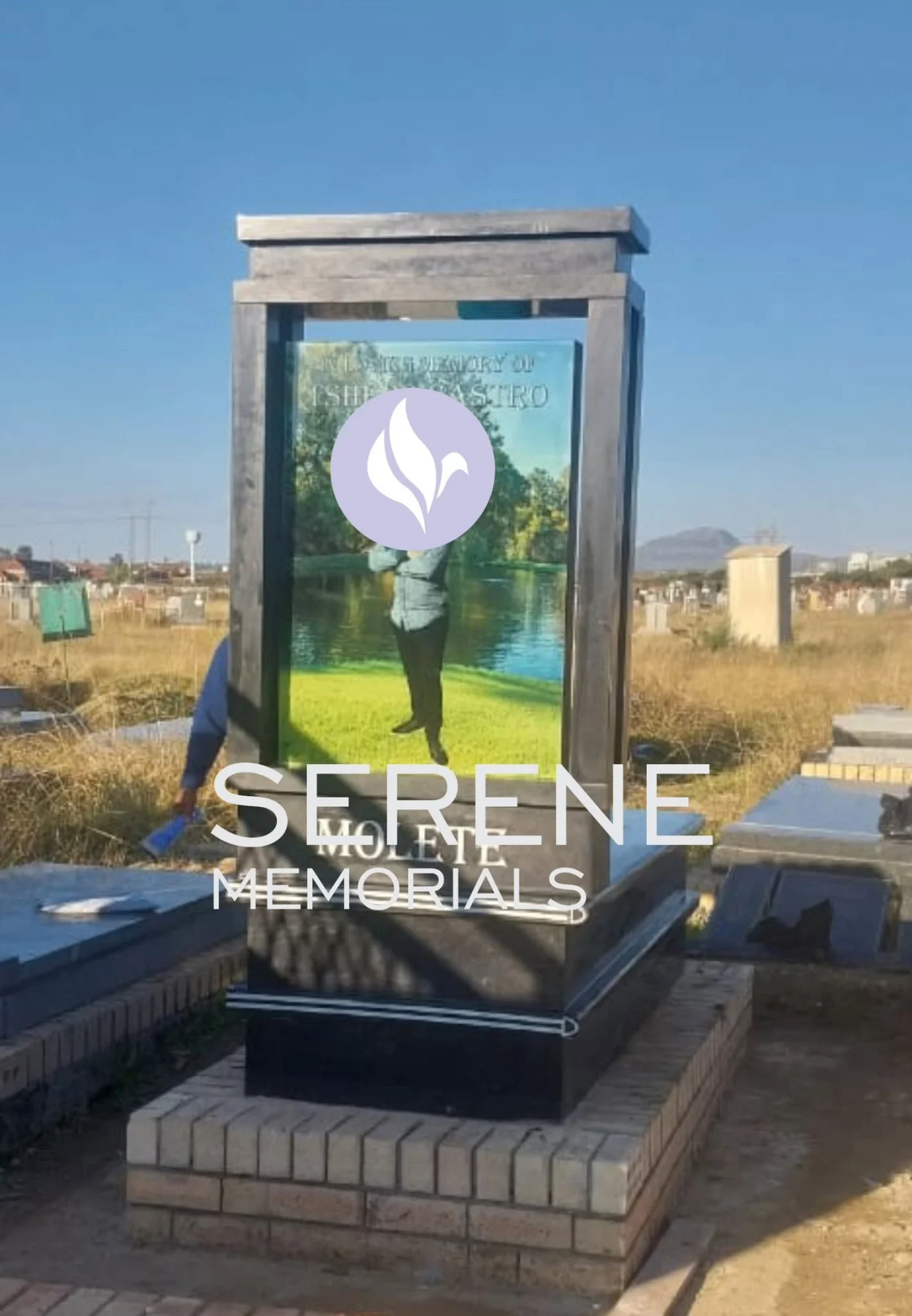 Completed tombstone memorial by Serene Memorials, serving South Africa and the SADC region