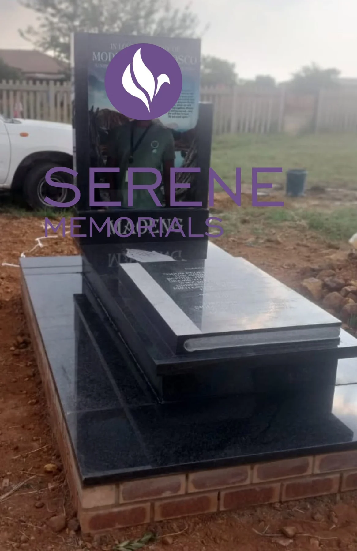 Completed tombstone memorial by Serene Memorials, serving South Africa and the SADC region