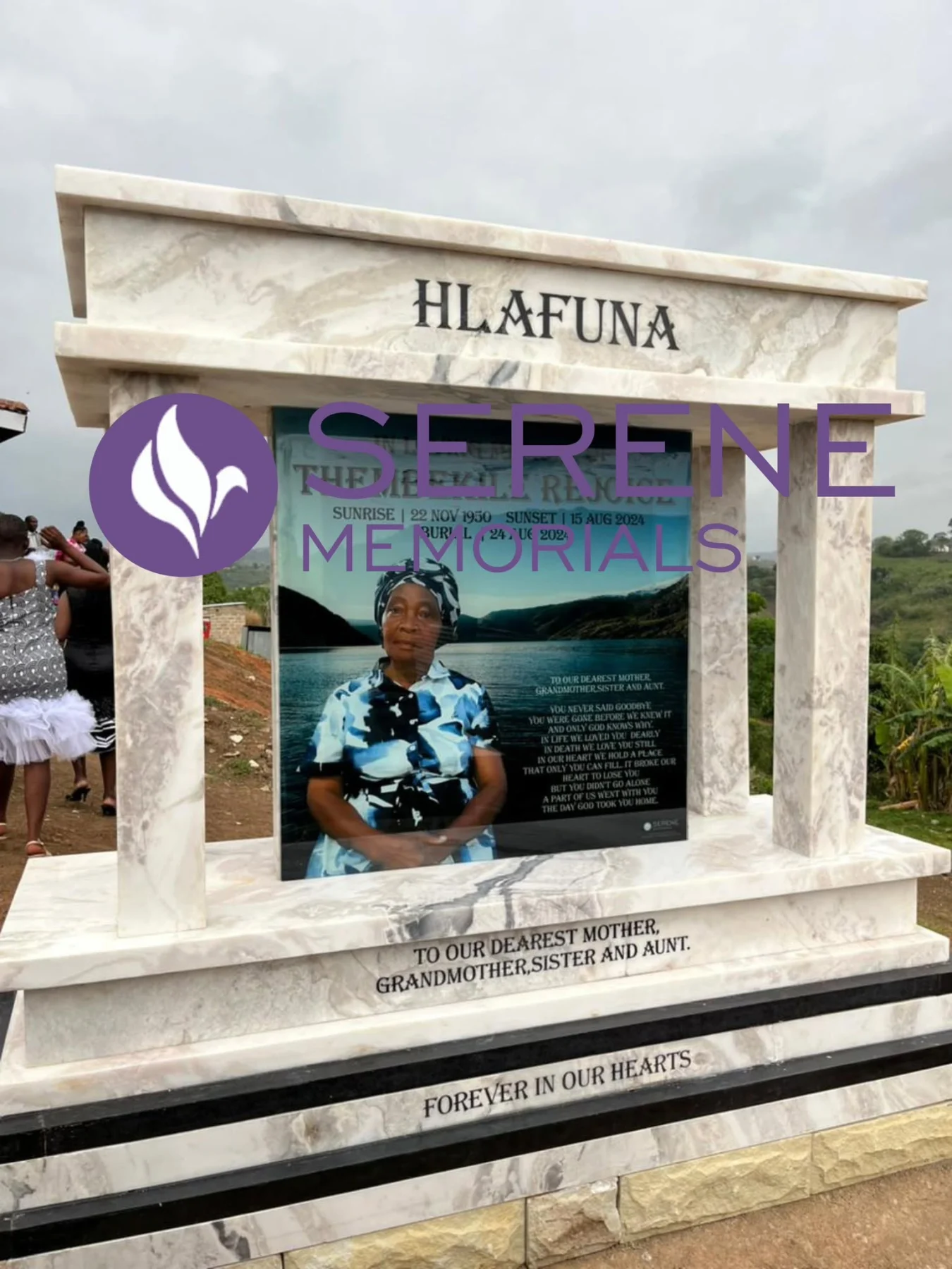 Completed tombstone memorial by Serene Memorials, serving South Africa and the SADC region