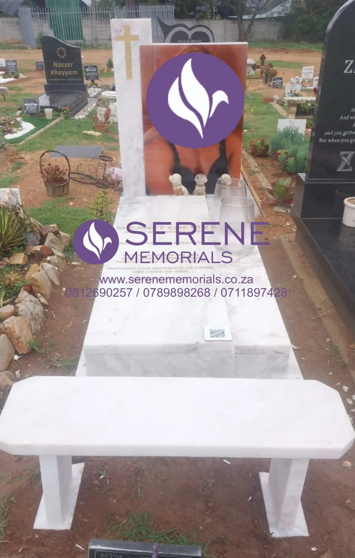 Completed tombstone memorial by Serene Memorials, serving South Africa and the SADC region