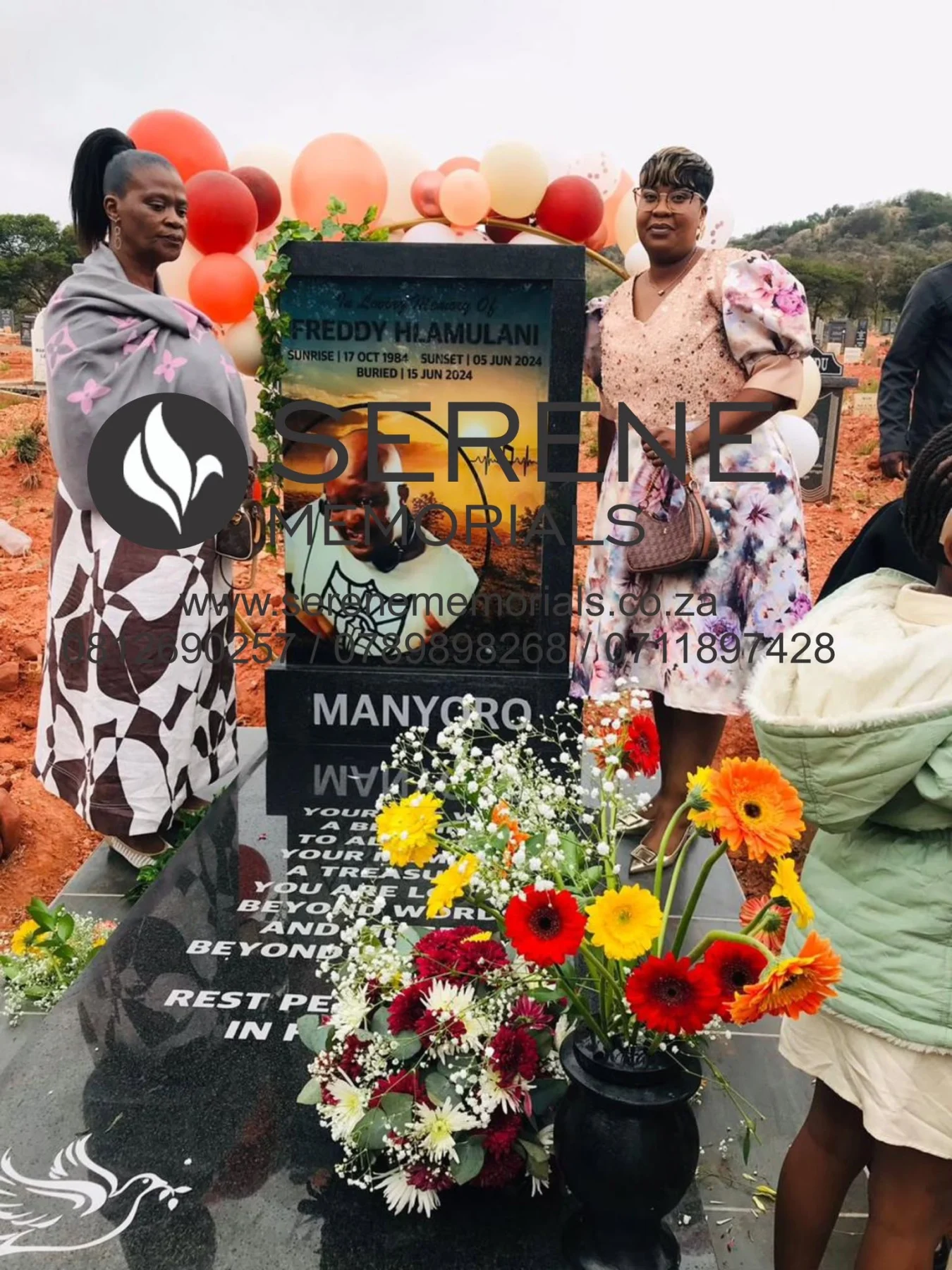 Completed tombstone memorial by Serene Memorials, serving South Africa and the SADC region