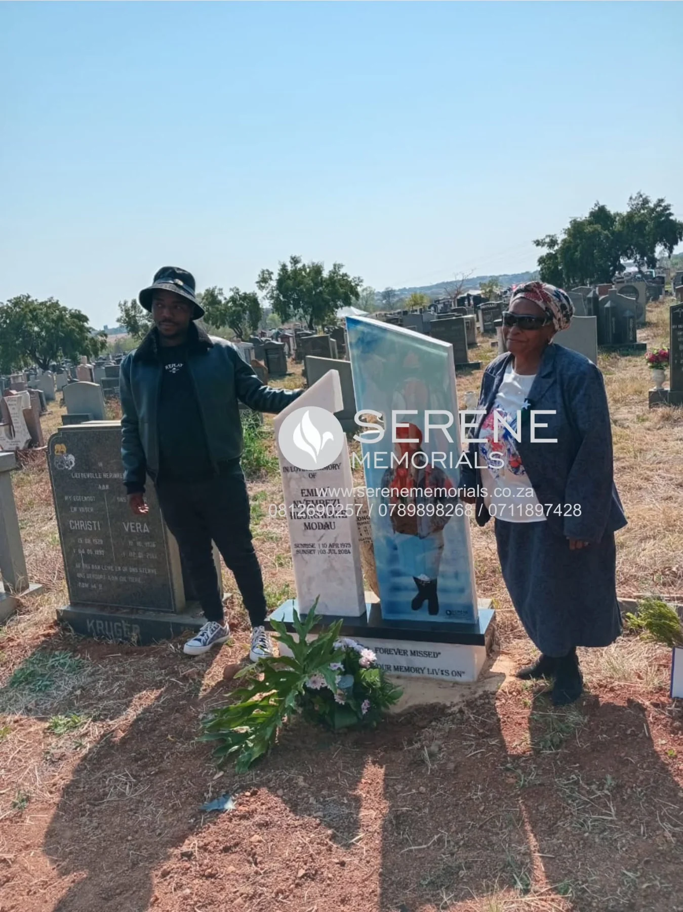 Completed tombstone memorial by Serene Memorials, serving South Africa and the SADC region