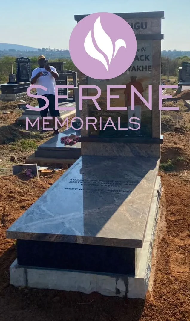 Completed tombstone memorial by Serene Memorials, serving South Africa and the SADC region