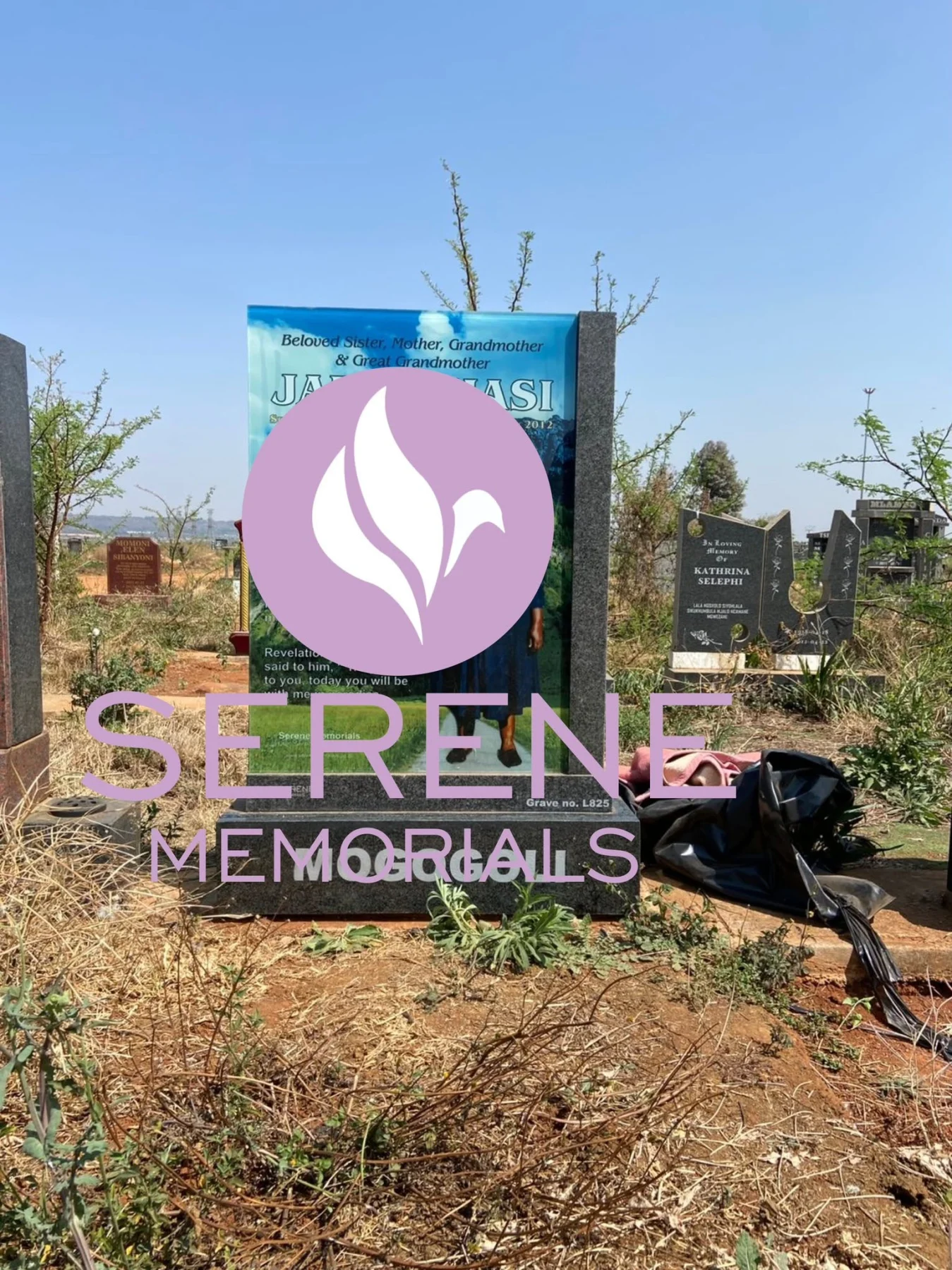Completed tombstone memorial by Serene Memorials, serving South Africa and the SADC region