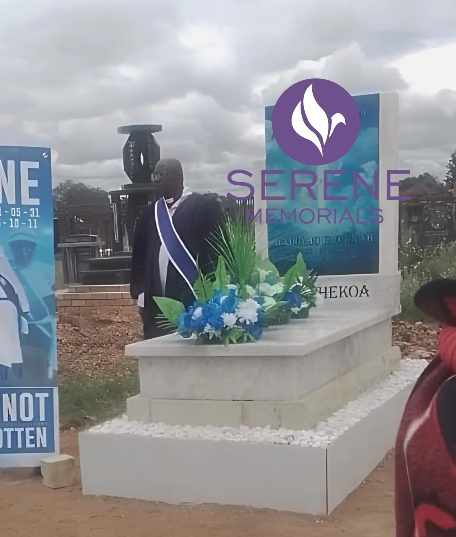 Completed tombstone memorial by Serene Memorials, serving South Africa and the SADC region