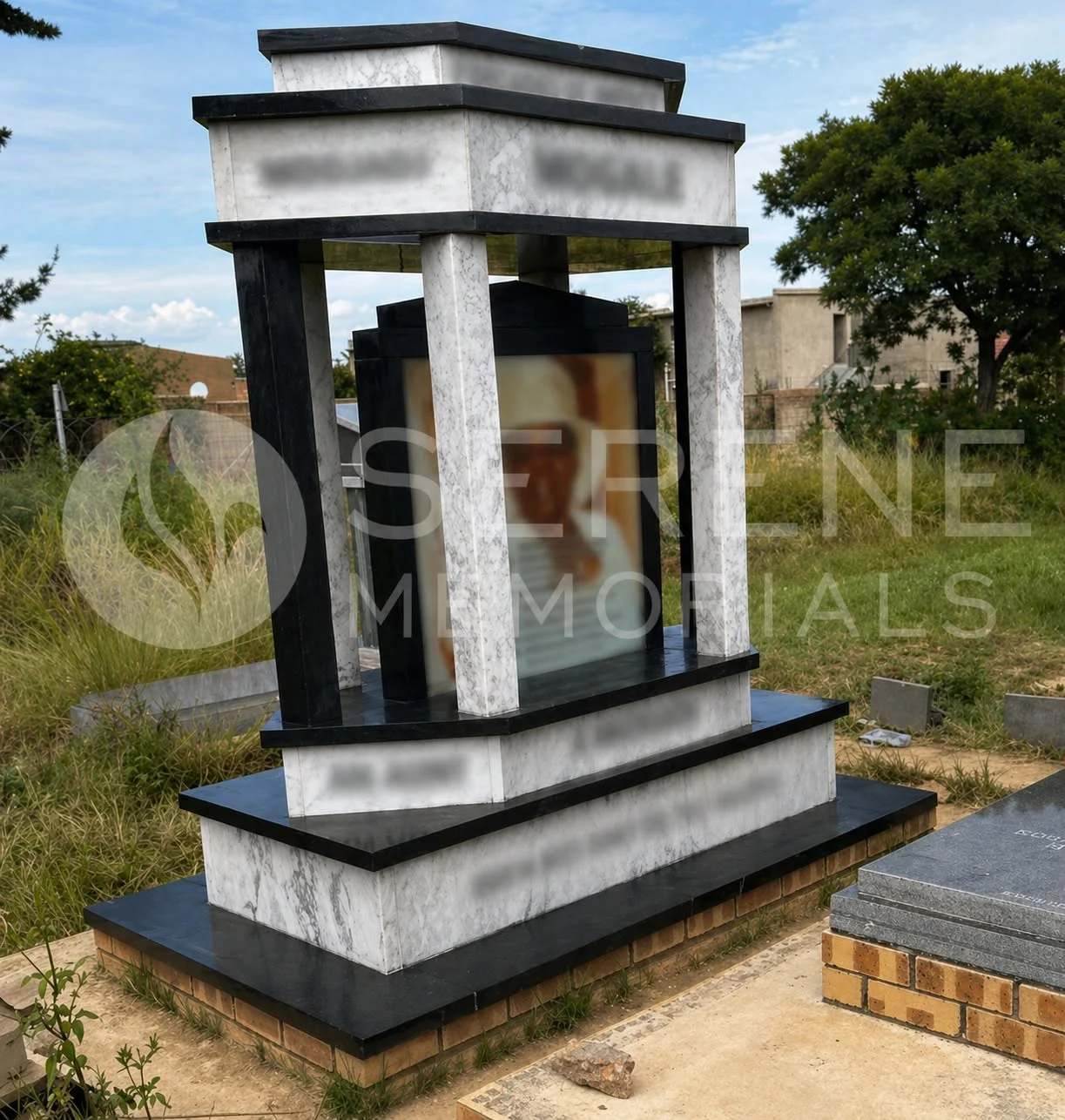 Completed tombstone memorial by Serene Memorials, serving South Africa and the SADC region