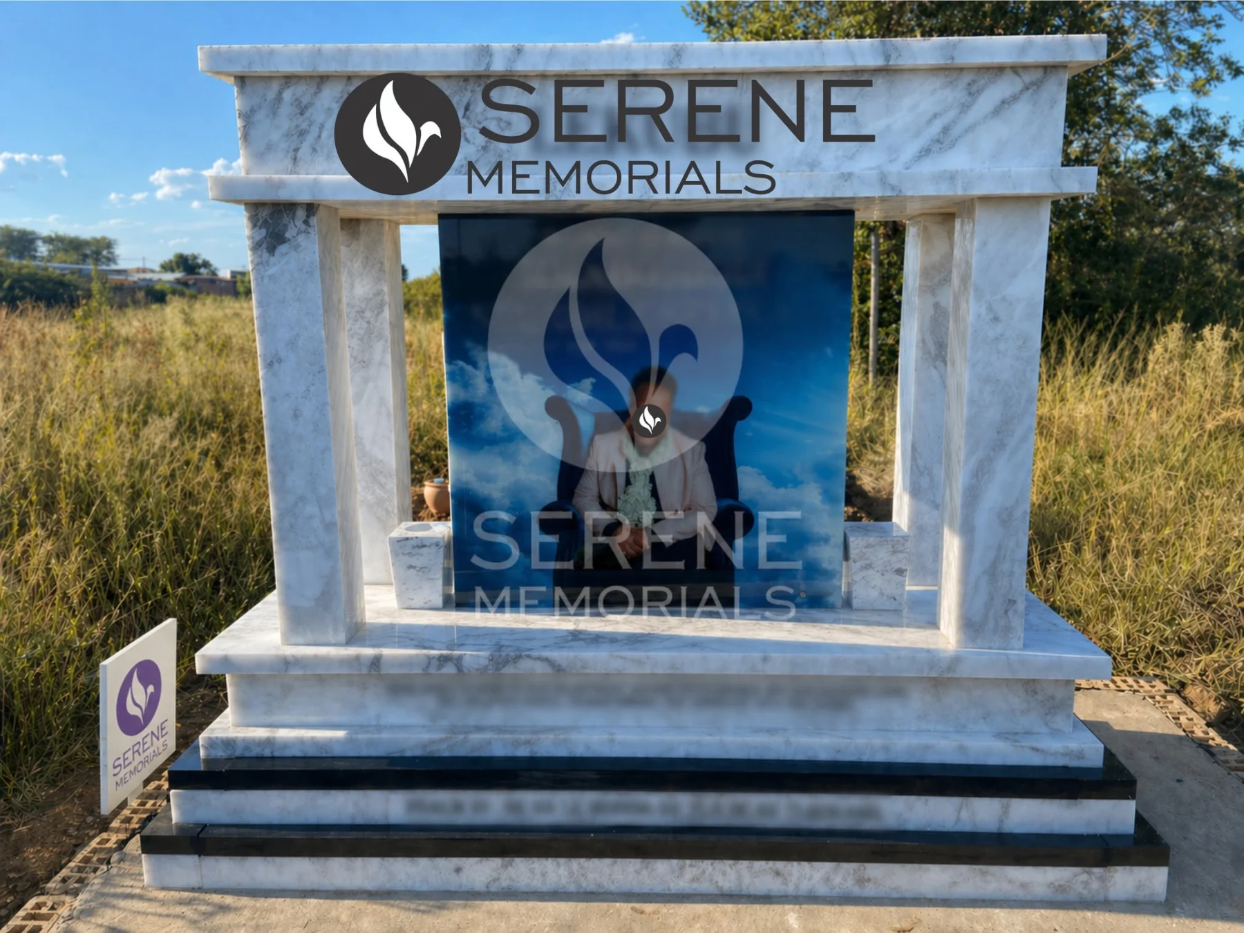 Completed tombstone memorial by Serene Memorials, serving South Africa and the SADC region