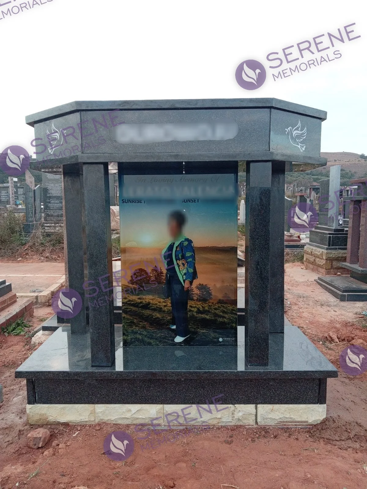 Completed tombstone memorial by Serene Memorials, serving South Africa and the SADC region