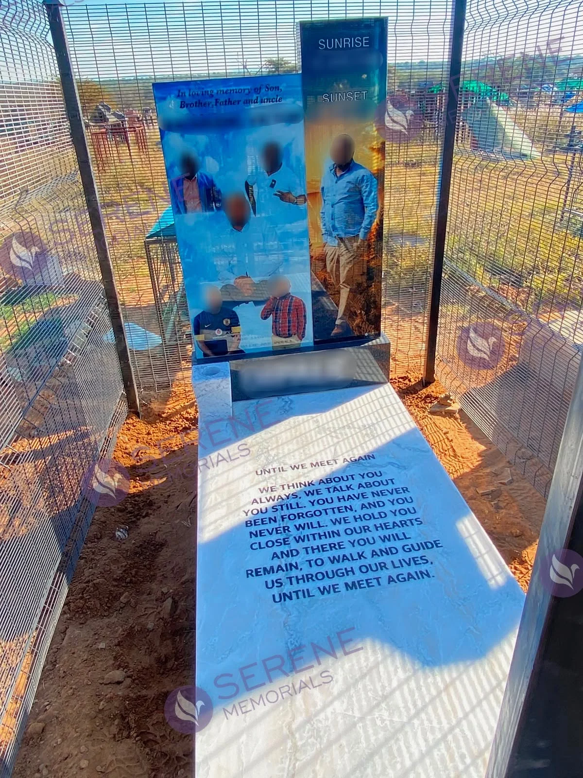 Completed tombstone memorial by Serene Memorials, serving South Africa and the SADC region