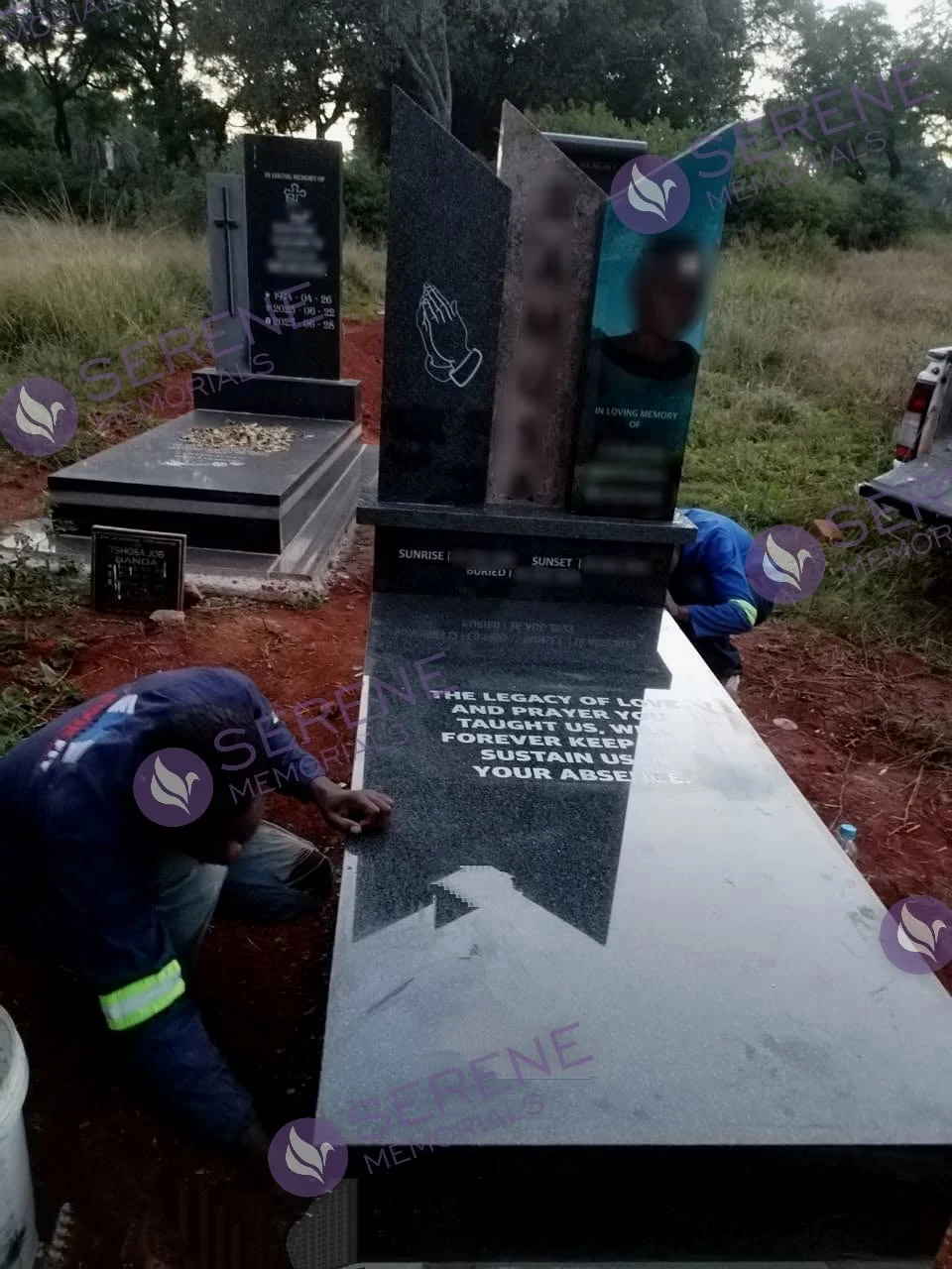 Completed tombstone memorial by Serene Memorials, serving South Africa and the SADC region