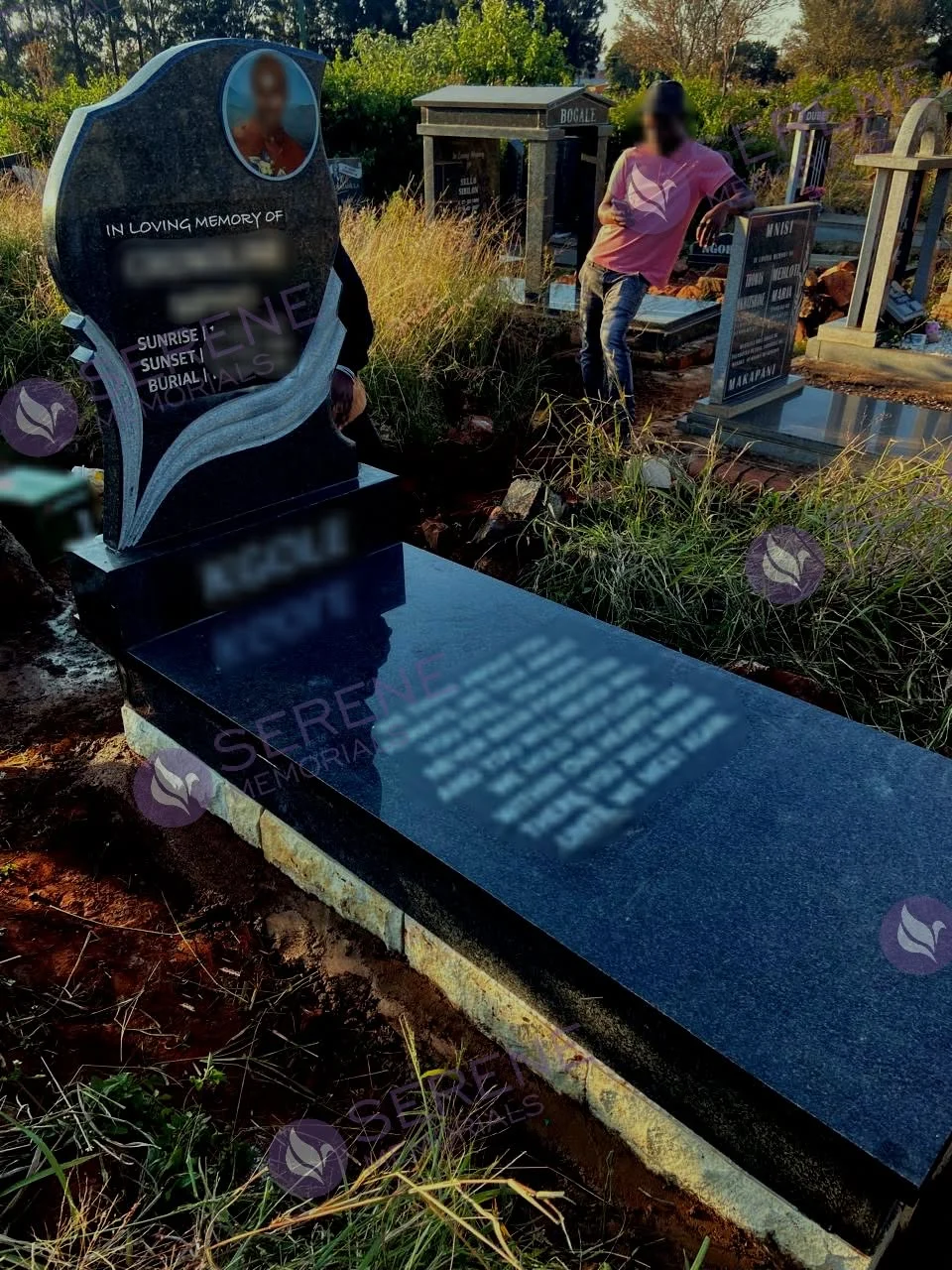 Completed tombstone memorial by Serene Memorials, serving South Africa and the SADC region