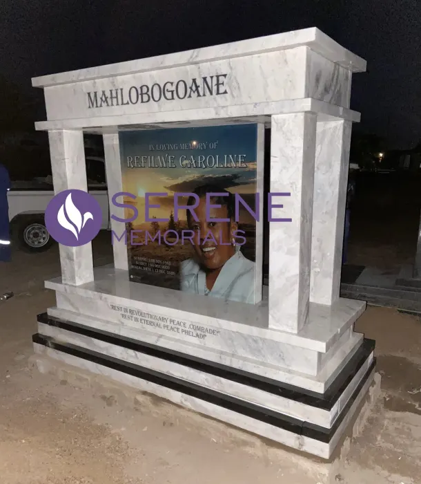 Completed tombstone memorial by Serene Memorials, serving South Africa and the SADC region