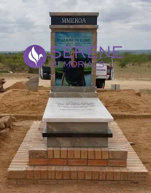Completed tombstone memorial by Serene Memorials, serving South Africa and the SADC region