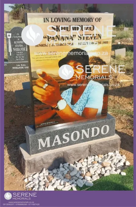 Completed tombstone memorial by Serene Memorials, serving South Africa and the SADC region