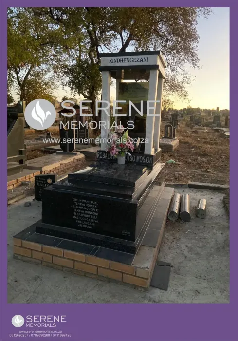 Completed tombstone memorial by Serene Memorials, serving South Africa and the SADC region