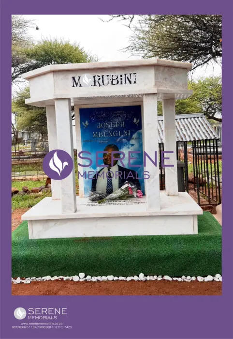 Completed tombstone memorial by Serene Memorials, serving South Africa and the SADC region