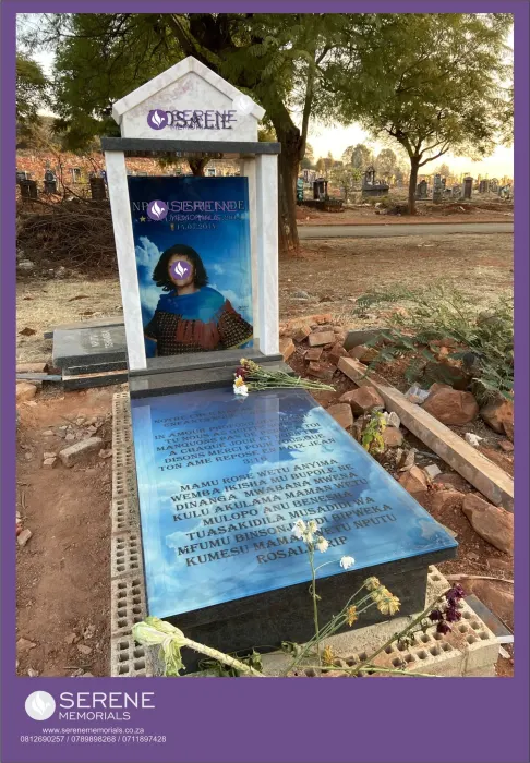 Completed tombstone memorial by Serene Memorials, serving South Africa and the SADC region