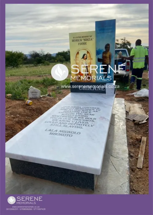 Completed tombstone memorial by Serene Memorials, serving South Africa and the SADC region