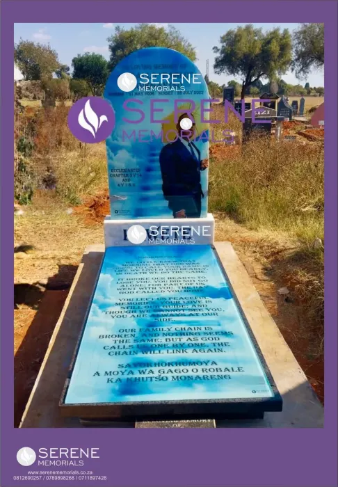 Completed tombstone memorial by Serene Memorials, serving South Africa and the SADC region