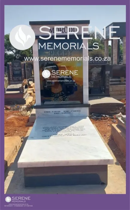 Completed tombstone memorial by Serene Memorials, serving South Africa and the SADC region