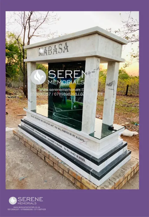 Completed tombstone memorial by Serene Memorials, serving South Africa and the SADC region