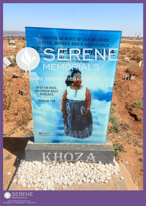 Completed tombstone memorial by Serene Memorials, serving South Africa and the SADC region