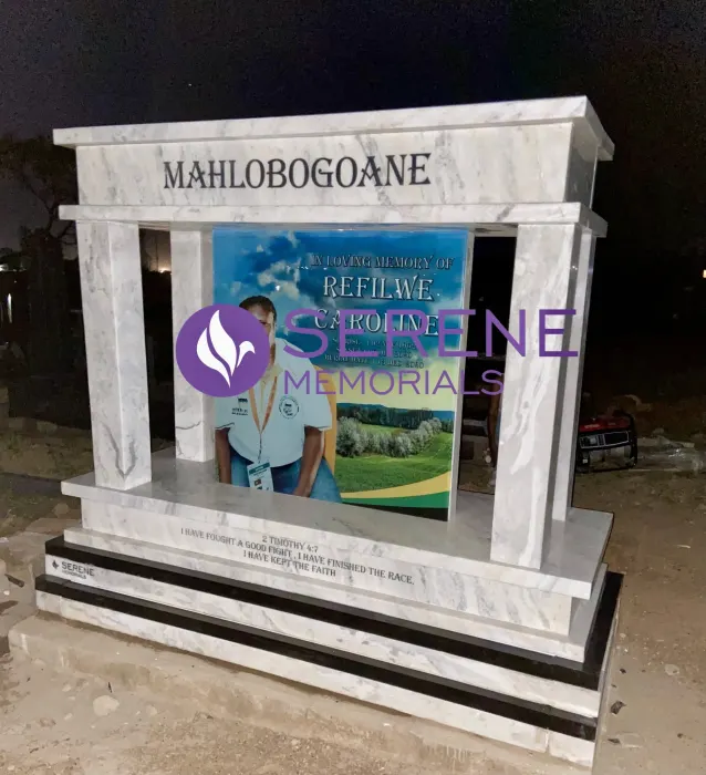 Completed tombstone memorial by Serene Memorials, serving South Africa and the SADC region