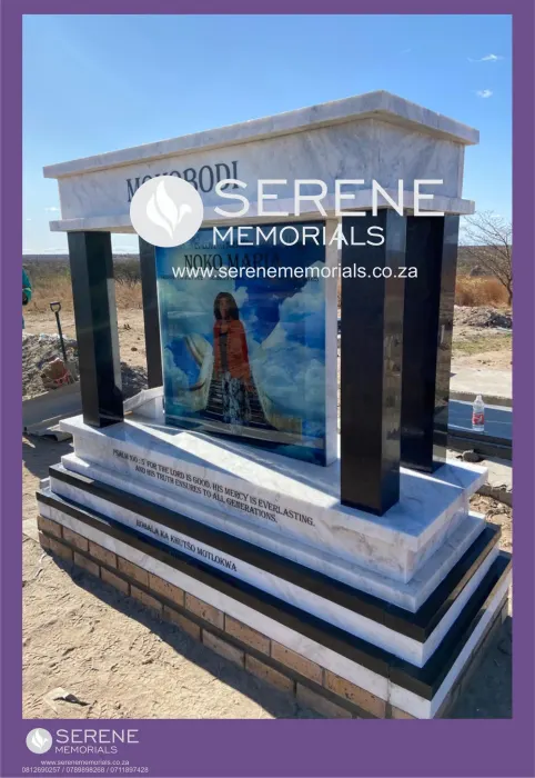 Completed tombstone memorial by Serene Memorials, serving South Africa and the SADC region