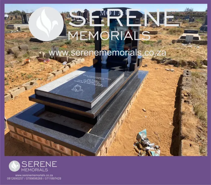 Completed tombstone memorial by Serene Memorials, serving South Africa and the SADC region