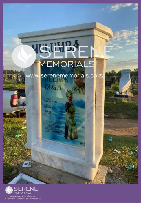 Completed tombstone memorial by Serene Memorials, serving South Africa and the SADC region