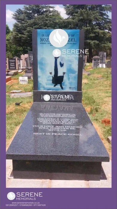 Completed tombstone memorial by Serene Memorials, serving South Africa and the SADC region