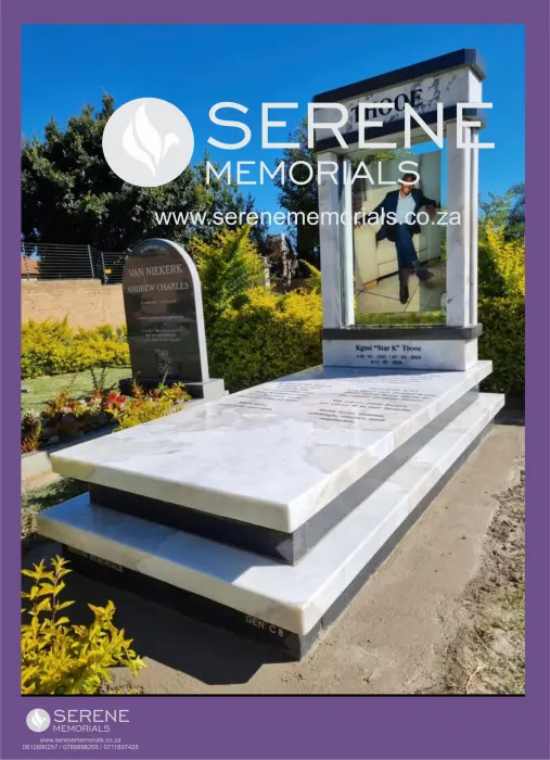 Completed tombstone memorial by Serene Memorials, serving South Africa and the SADC region