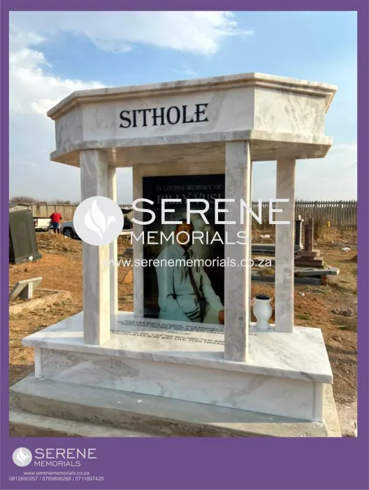Completed tombstone memorial by Serene Memorials, serving South Africa and the SADC region