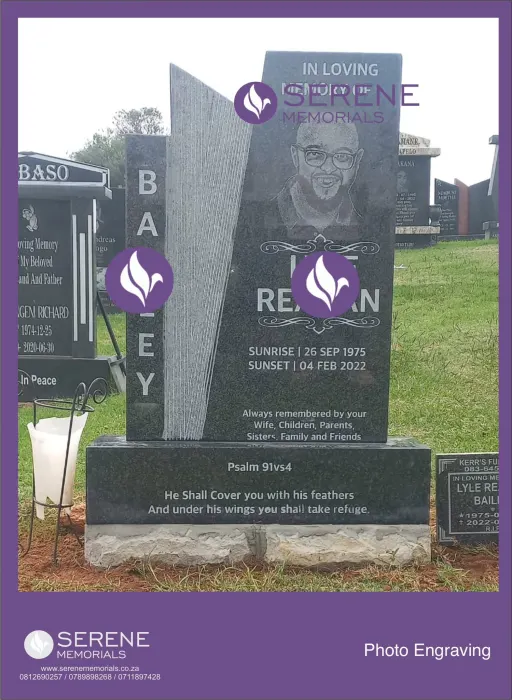 Completed tombstone memorial by Serene Memorials, serving South Africa and the SADC region