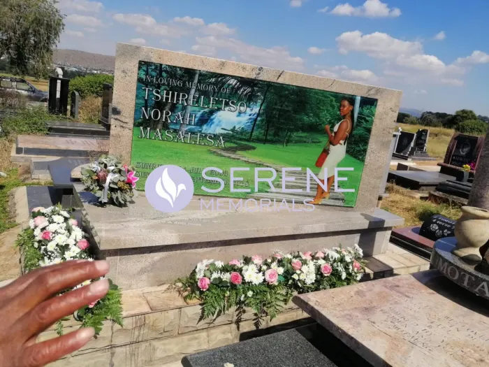 Completed tombstone memorial by Serene Memorials, serving South Africa and the SADC region