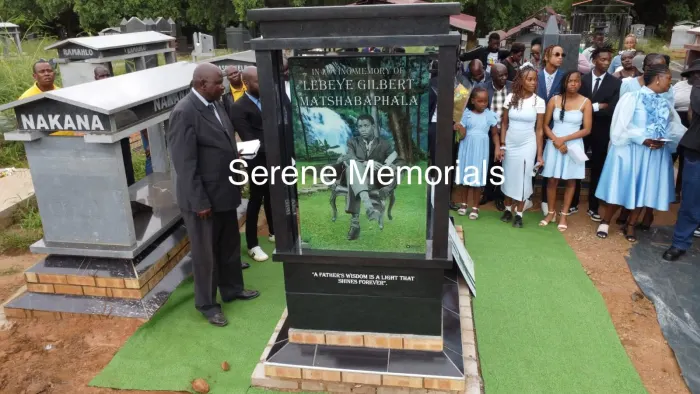 Completed tombstone memorial by Serene Memorials, serving South Africa and the SADC region