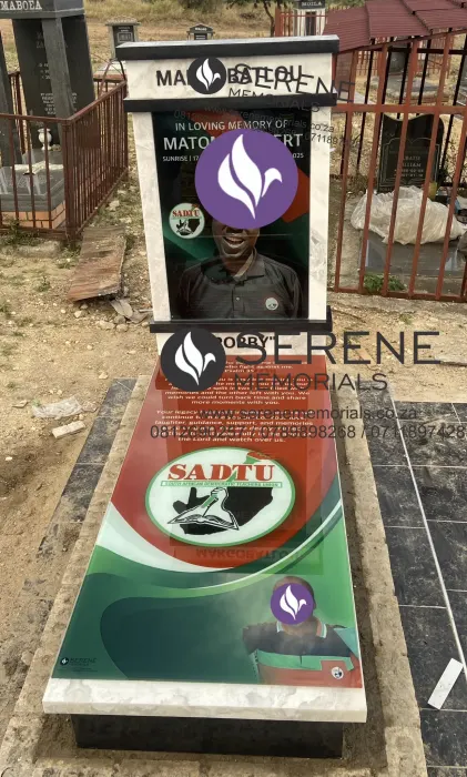 Completed tombstone memorial by Serene Memorials, serving South Africa and the SADC region