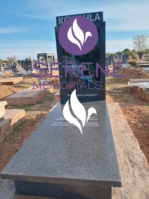 Completed tombstone memorial by Serene Memorials, serving South Africa and the SADC region