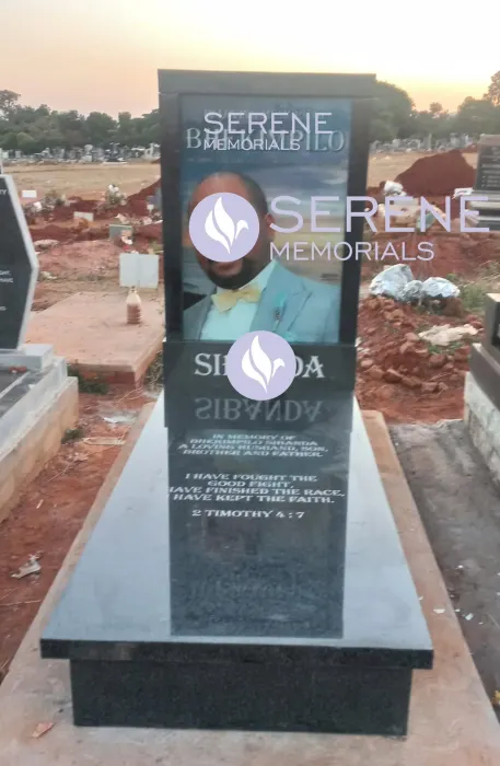 Completed tombstone memorial by Serene Memorials, serving South Africa and the SADC region