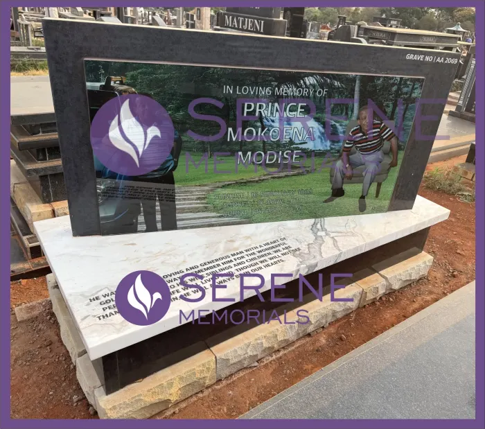 Completed tombstone memorial by Serene Memorials, serving South Africa and the SADC region