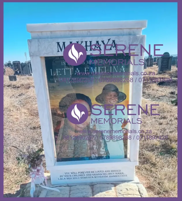 Completed tombstone memorial by Serene Memorials, serving South Africa and the SADC region