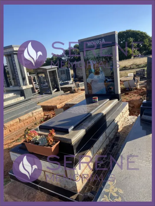 Completed tombstone memorial by Serene Memorials, serving South Africa and the SADC region