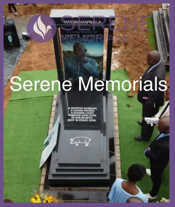 Completed tombstone memorial by Serene Memorials, serving South Africa and the SADC region
