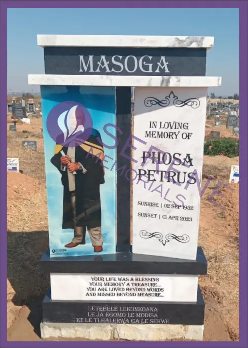 Completed tombstone memorial by Serene Memorials, serving South Africa and the SADC region