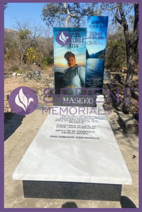 Completed tombstone memorial by Serene Memorials, serving South Africa and the SADC region