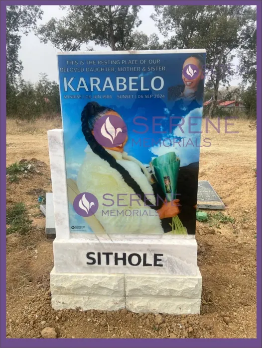 Completed tombstone memorial by Serene Memorials, serving South Africa and the SADC region